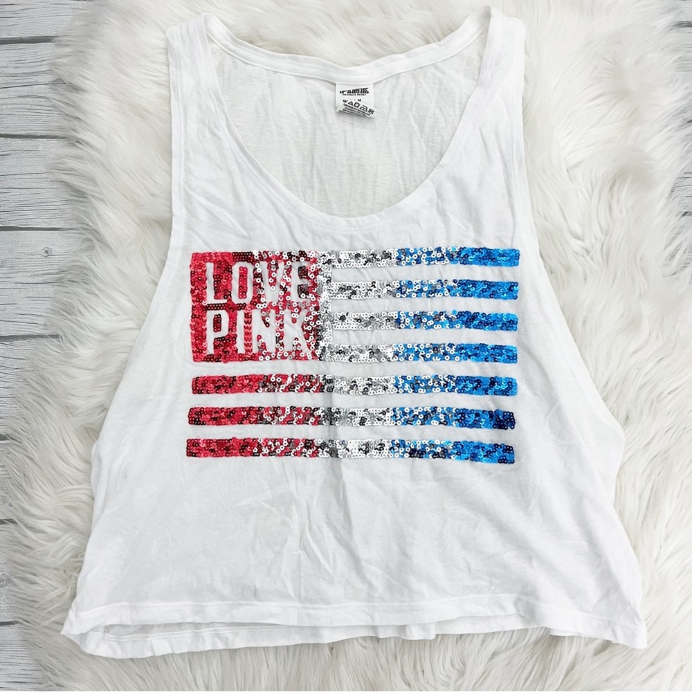 PINK Victoria’s Secret red, white and Blue USA Tank Top